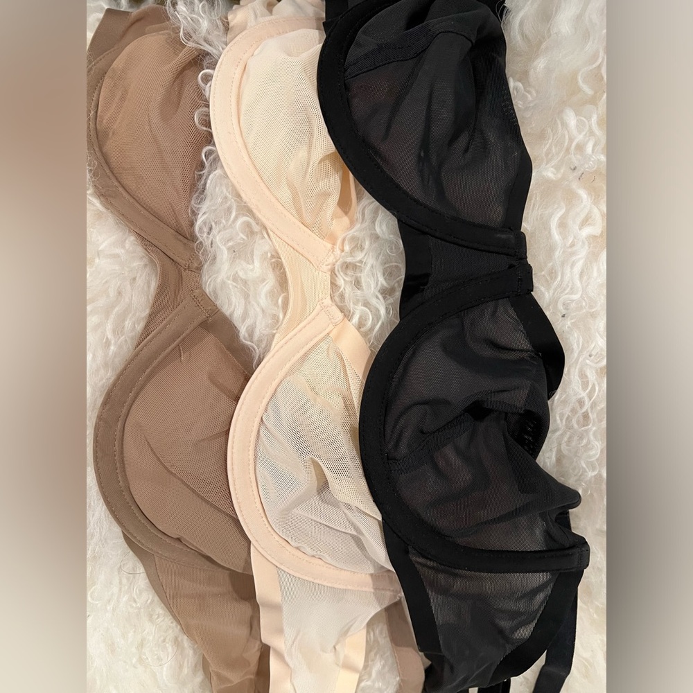 CUUP set of 3 mesh balconette bras